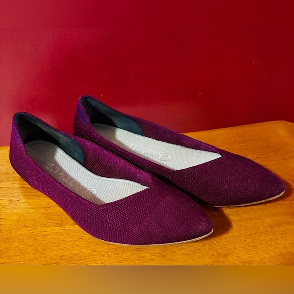 Rothy’s Aubergine Purple Merino The Point Flats Slip On shoes women size 8.5 - Picture 2 of 8